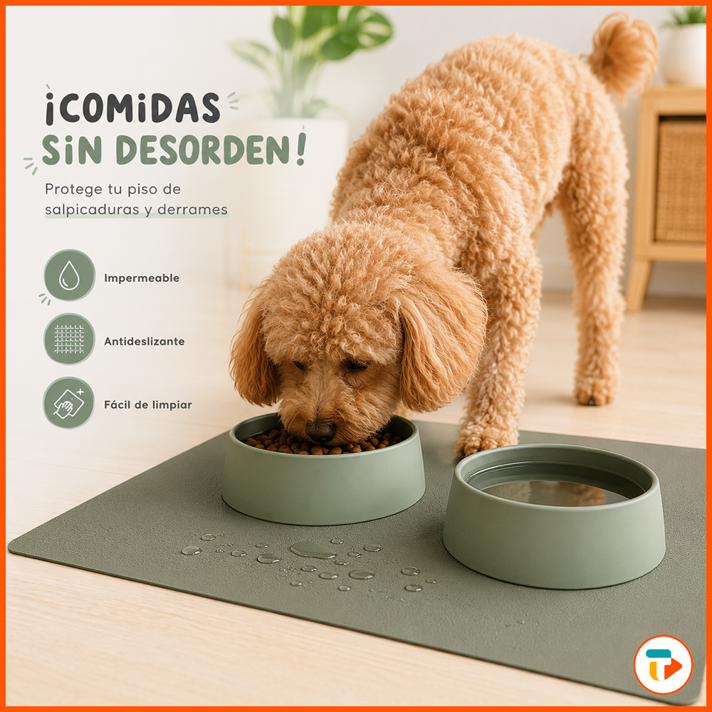 Alfombra Comedero Para Mascotas Gatos y Perro / 33x50cm