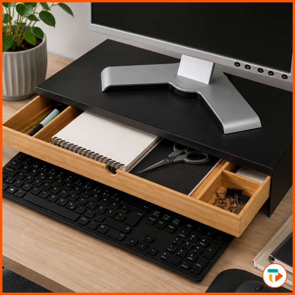 Soporte Elevador para Monitor con Cajón Organizador