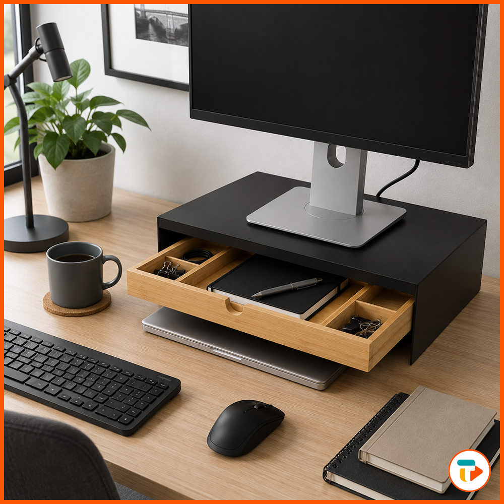 Soporte Elevador para Monitor con Cajón Organizador