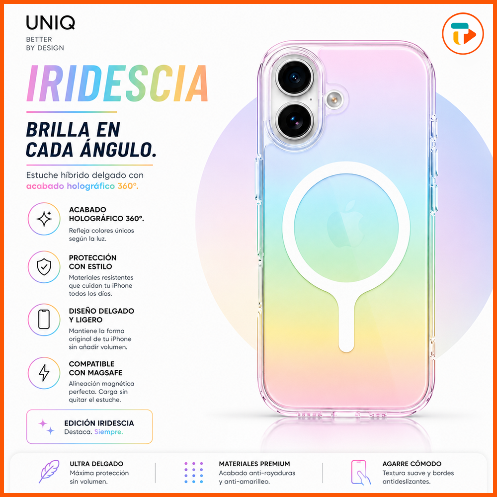 Carcasa UNIQ Iridescia Holográfica MagSafe iPhone 17