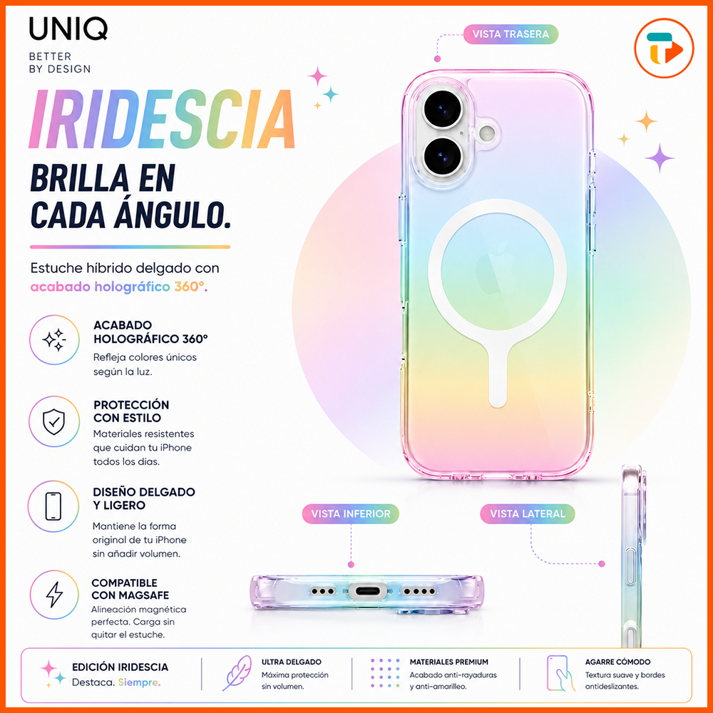 Carcasa UNIQ Iridescia Holográfica MagSafe iPhone 17