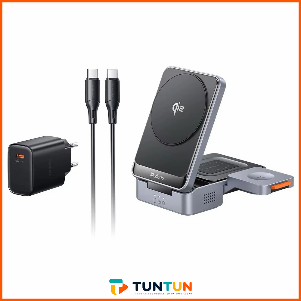 Estación de Carga MCDODO MagQ Qi2 · 3 en 1 Plegable 15W