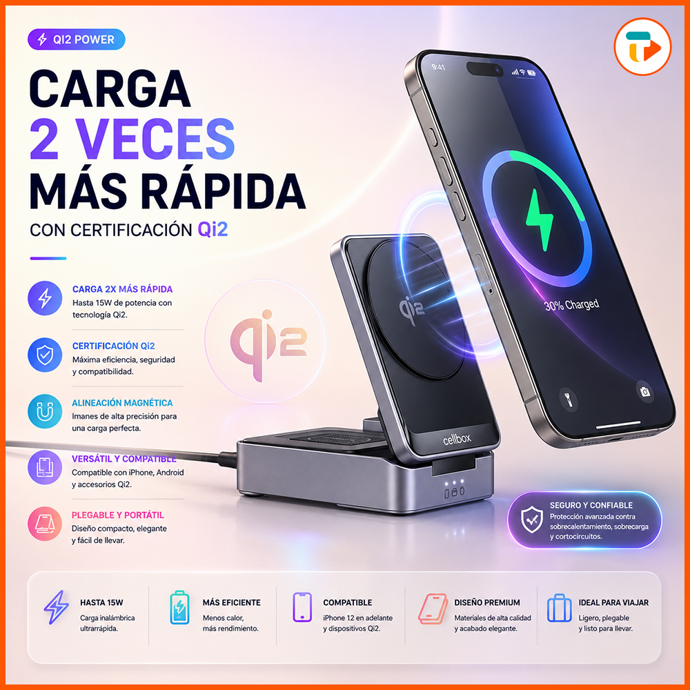Estación de Carga MCDODO MagQ Qi2 · 3 en 1 Plegable 15W