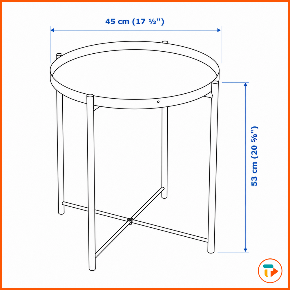 Mesa Lateral TUNTUN con Bandeja Removible 45 x 53 cm