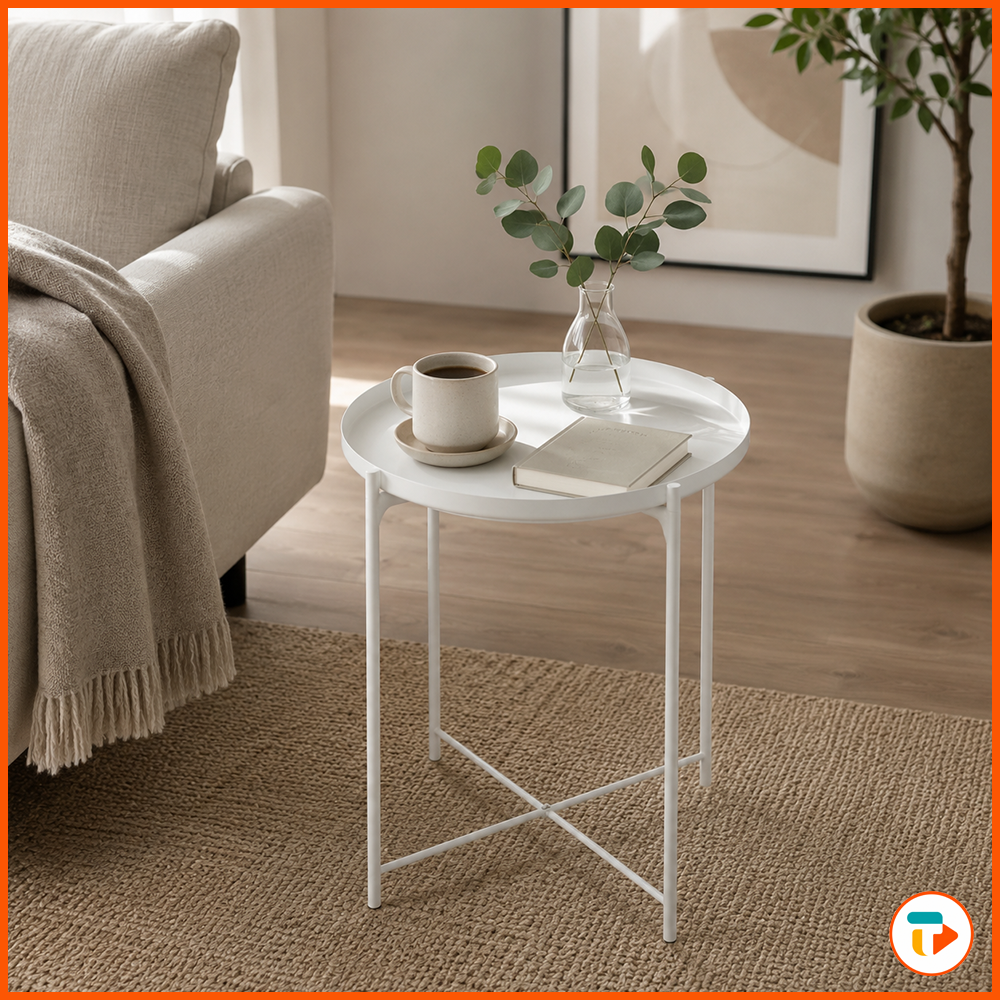 Mesa Lateral TUNTUN con Bandeja Removible 45 x 53 cm