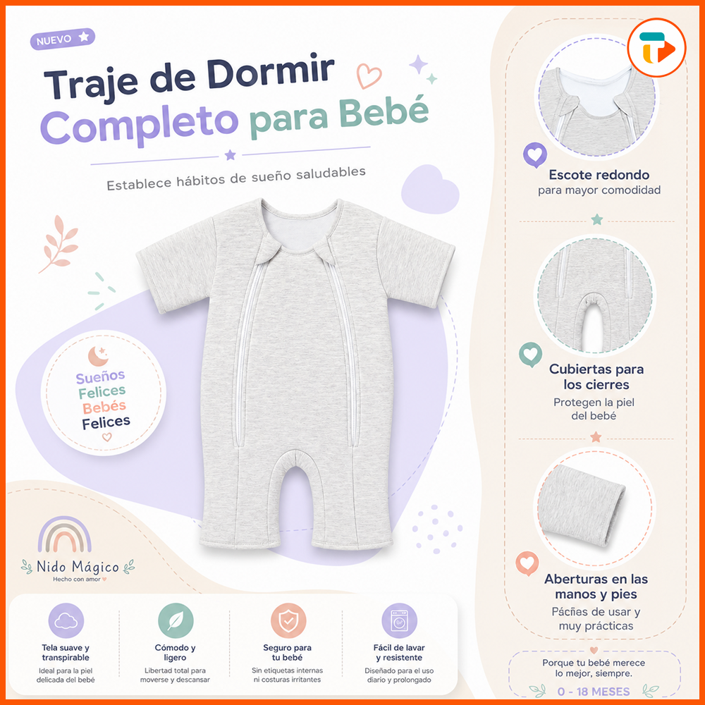 Nido Mágico · Saco de Dormir / Pijama 100% Algodón para Bebé