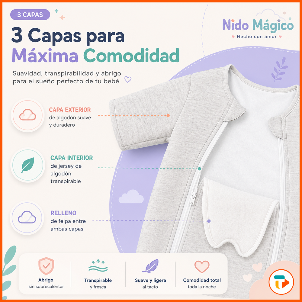 Nido Mágico · Saco de Dormir / Pijama 100% Algodón para Bebé