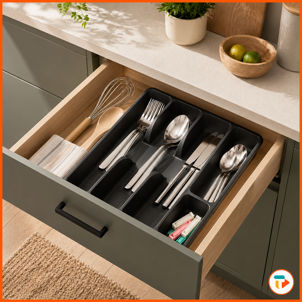 Organizador de Cubiertos TUNTUN 31x26 cm Gris Oscuro