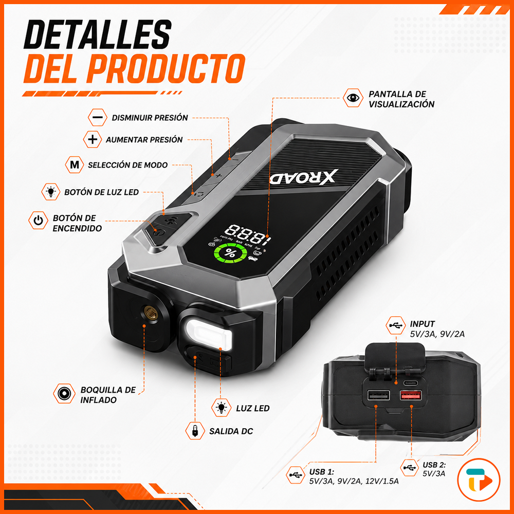 Partidor de Autos Portátil (Jump Starter)