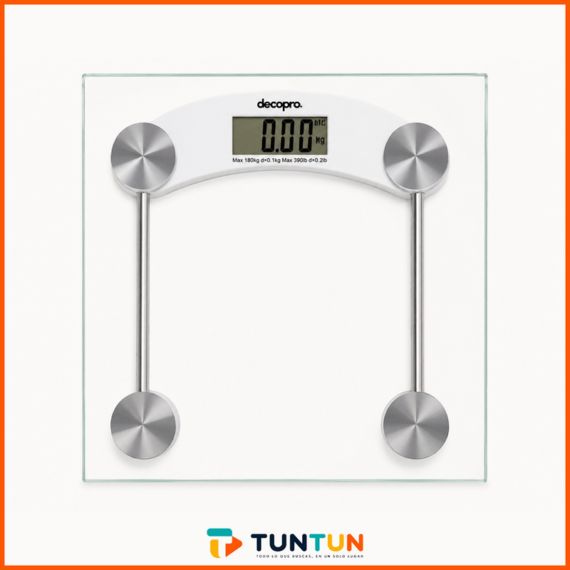 Balanza Digital de Baño 180 kg — Vidrio Templado TUNTUN