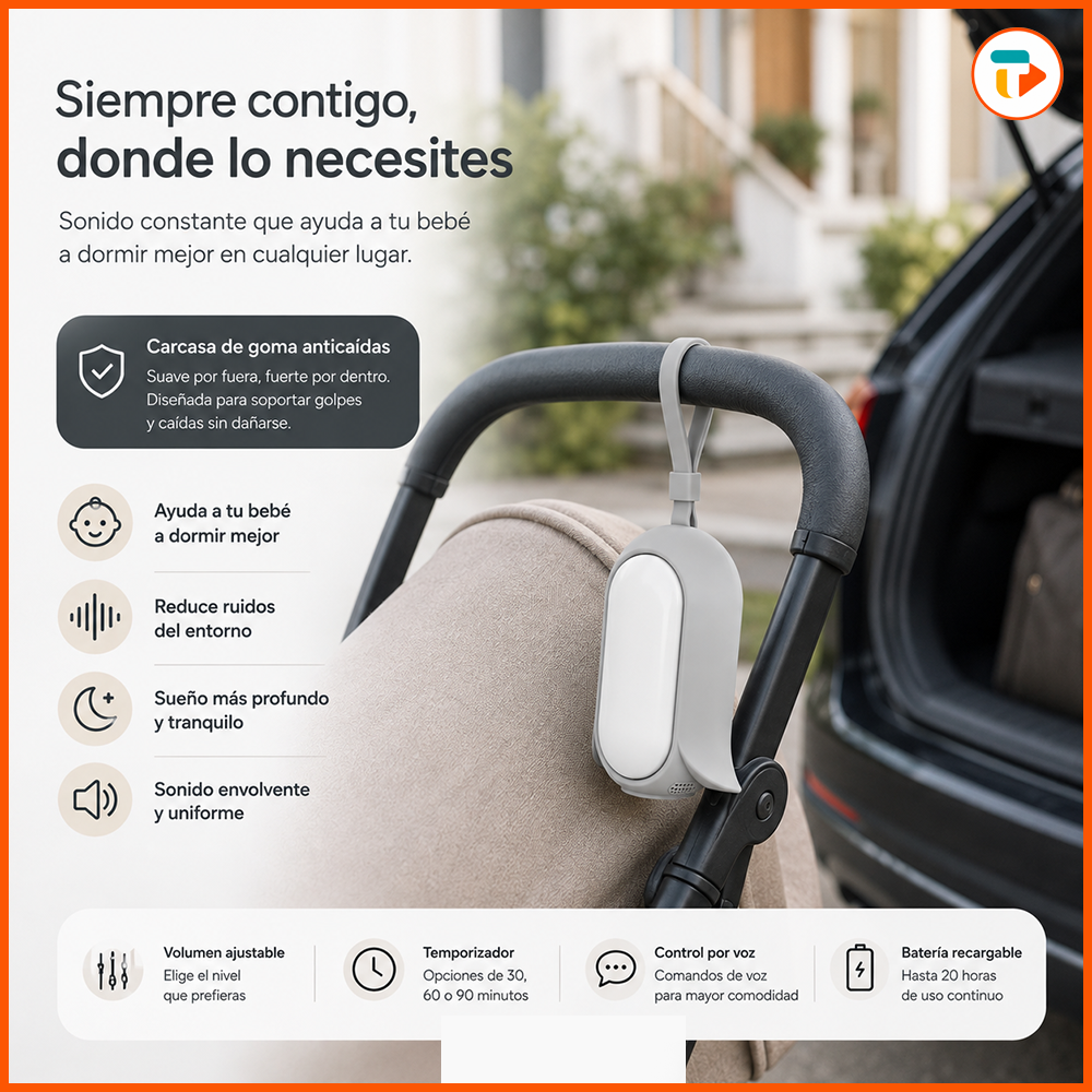 Máquina de Ruido Blanco para Bebé + Luz Nocturna Portátil