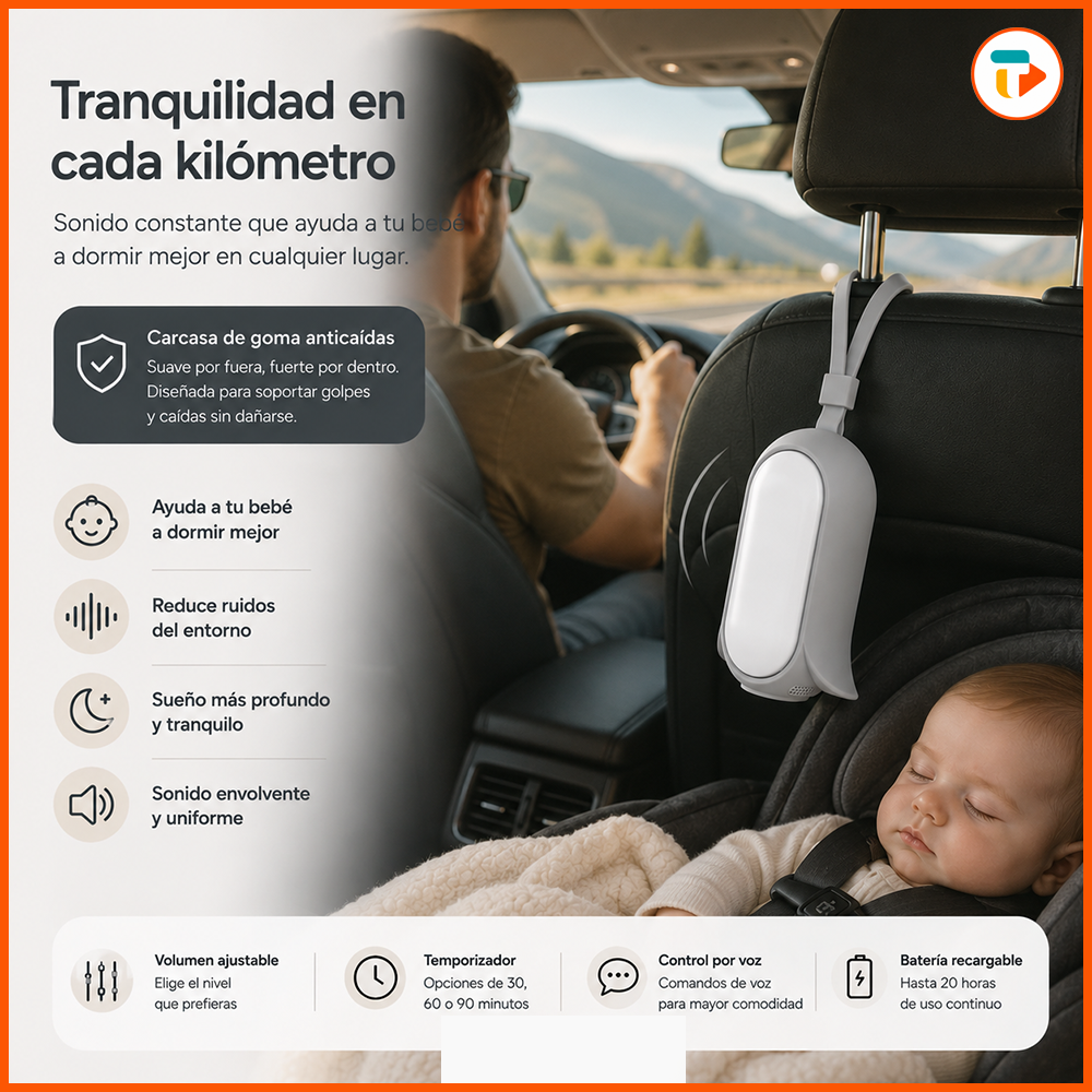 Máquina de Ruido Blanco para Bebé + Luz Nocturna Portátil
