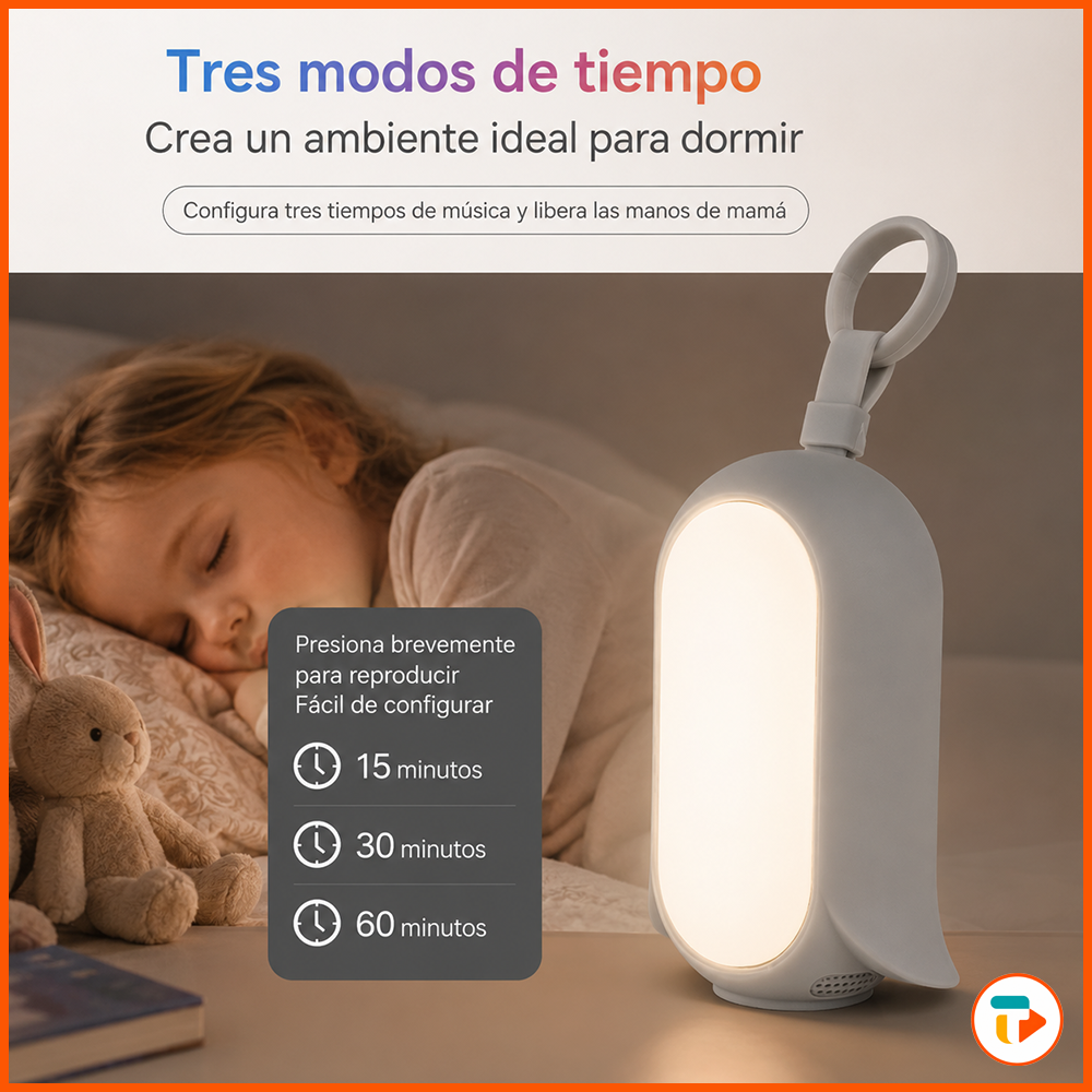 Máquina de Ruido Blanco para Bebé + Luz Nocturna Portátil