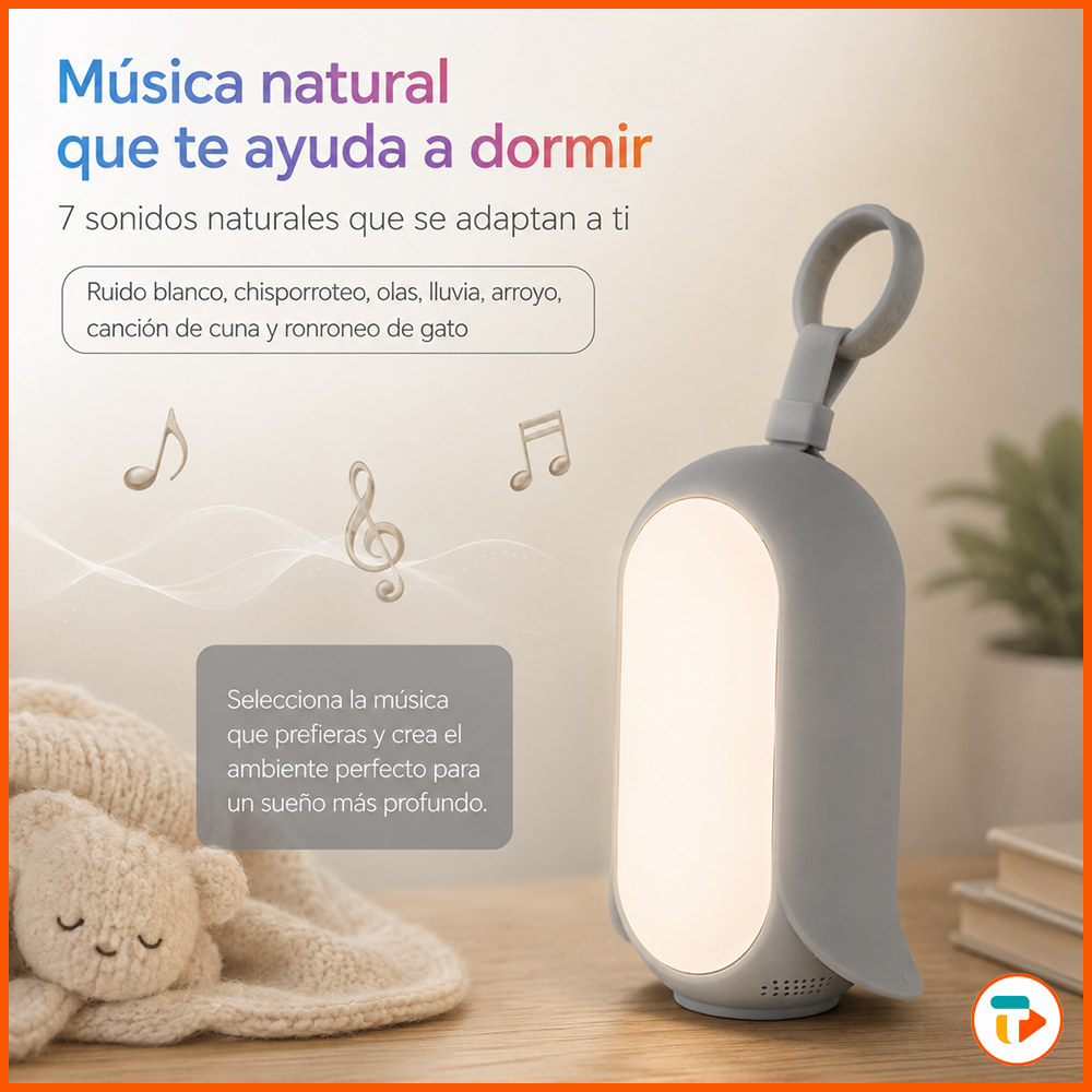 Máquina de Ruido Blanco para Bebé + Luz Nocturna Portátil