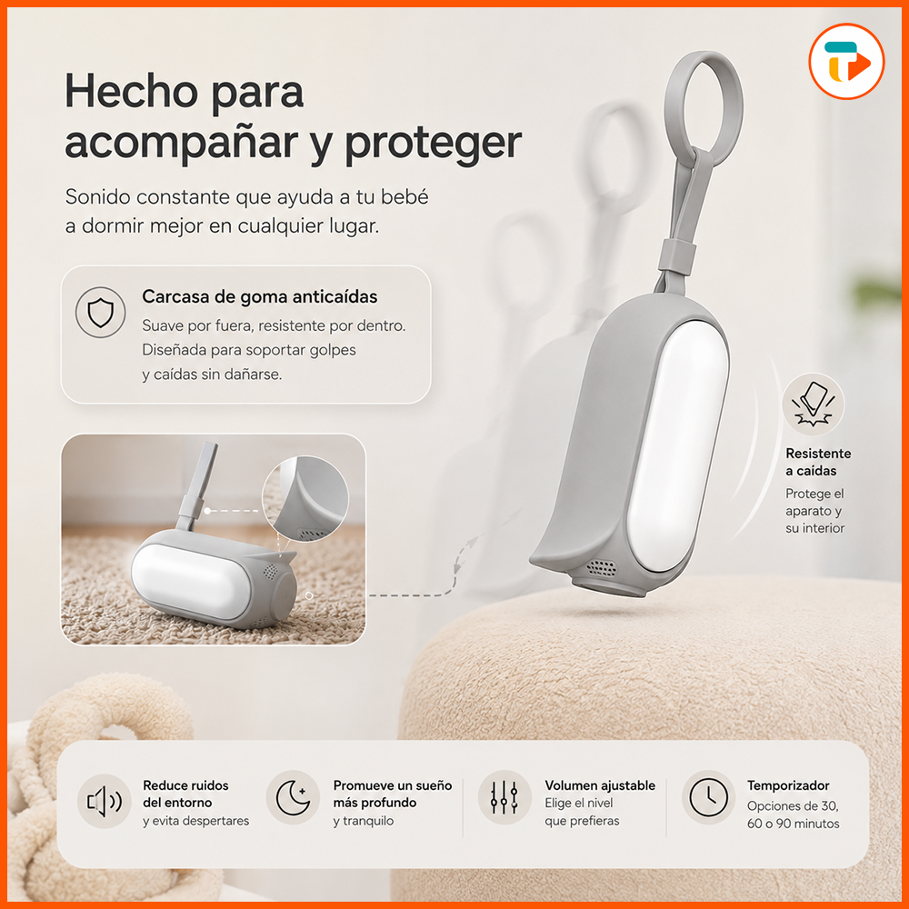 Máquina de Ruido Blanco para Bebé + Luz Nocturna Portátil